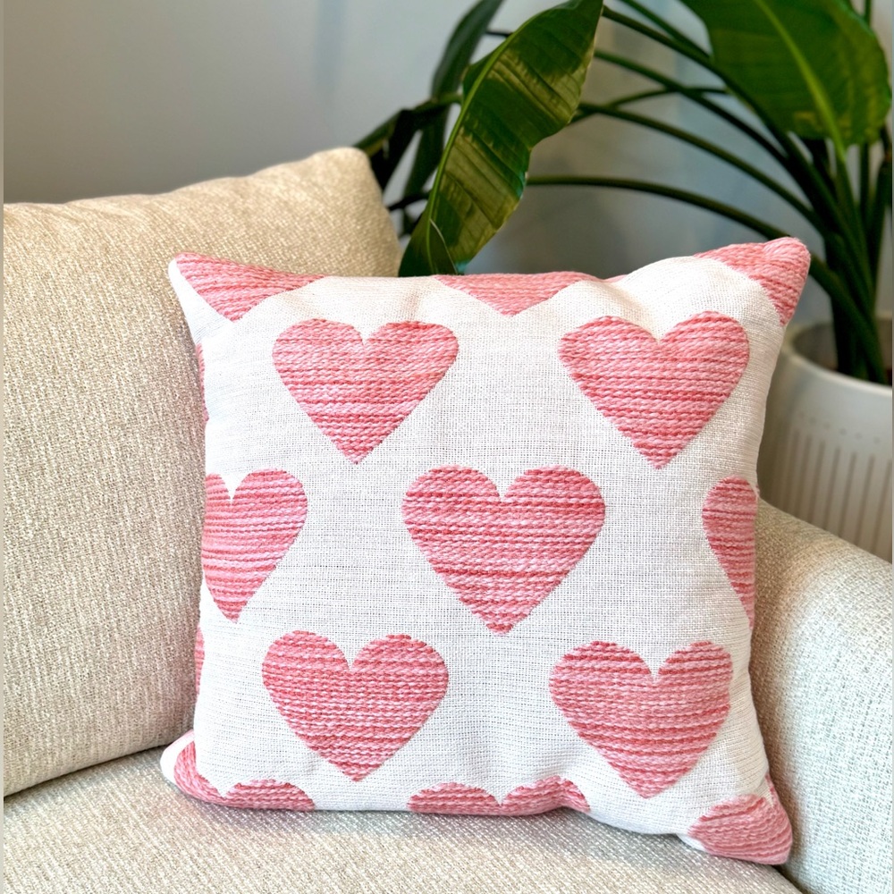 Target Threshold Valentines Day Hearts Pink and White Decorative Throw Pillow